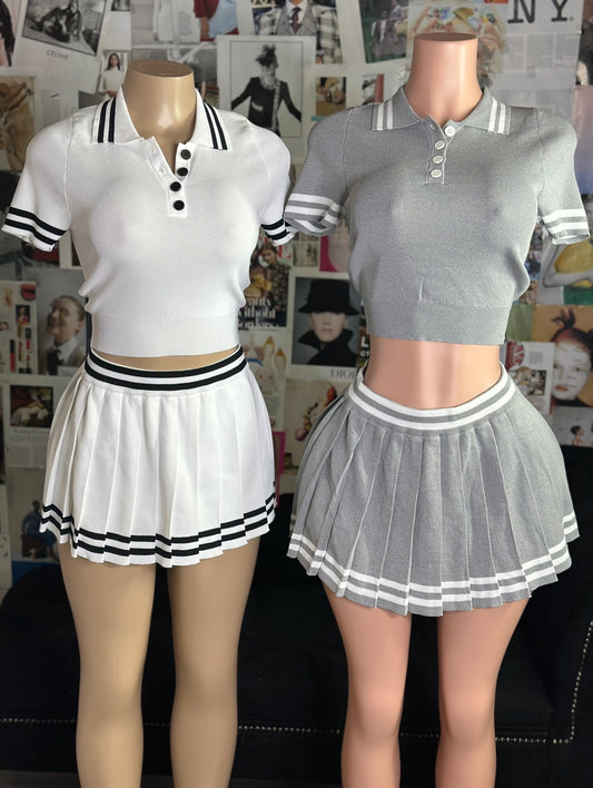 Double Up Stripe Tennis Skirt Set